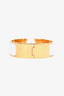 Hermès Gold Toned White Enamel Clic Clac Bracelet Size M