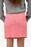 Balmain Pink Tweed Gold Button Embellished Skirt Size 38