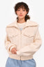 Maje White Faux Fur Knit Zip Up Jacket Size 40