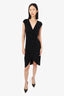 Roberto Cavalli Black Ruched V-Neck Dress Size 46