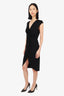 Roberto Cavalli Black Ruched V-Neck Dress Size 46