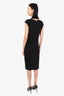 Roberto Cavalli Black Ruched V-Neck Dress Size 46