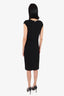 Roberto Cavalli Black Ruched V-Neck Dress Size 46