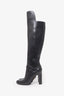 Versace Black Leather Medusa High Knee Boots Size 37