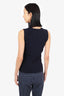 Akris Navy Ribbed Sleeveless V-Neck Size S