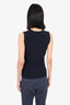 Akris Navy Ribbed Sleeveless V-Neck Size S