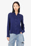 Gucci Navy Silk Diamond Pattern Blouse Size 44