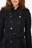 Burberry Black Wool/Cashmere Trench Coat with Black Leather Details Size 0 US