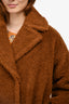 Weekend Max Mara Brown Wool Blend Collared Teddy Coat Size 6