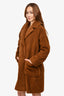 Weekend Max Mara Brown Wool Blend Collared Teddy Coat Size 6