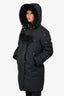 Moose Knuckles Black Down 'Stirling' Coat with Fur Hood Size L