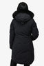 Moose Knuckles Black Down 'Stirling' Coat with Fur Hood Size L