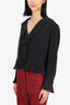 Escada Black Silk Ruffled Blazer Size 42