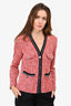 Maje Red/White Tweed 4 Pocket Blazer Size 38