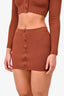 Camila Coelho Brown Metallic Cardigan Sweater + Skirt Set Size XS