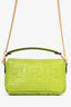 Fendi 2022 Green Leather Nappa FF 1974 Mini Baguette with Strap