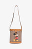 Gucci Brown Canvas Leather GG Mickey Mouse Bucket Bag