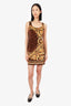 Versace Brown/Yellow Velvet Animal Baroque Print Mini Dress Size 38