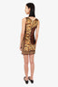 Versace Brown/Yellow Velvet Animal Baroque Print Mini Dress Size 38