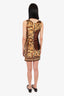 Versace Brown/Yellow Velvet Animal Baroque Print Mini Dress Size 38