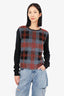 McQ by Alexander McQueen Black/Red Plaid Front Alpaca Crewneck Sweater Size L