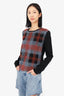 McQ by Alexander McQueen Black/Red Plaid Front Alpaca Crewneck Sweater Size L