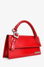 Jacquemus Red Patent Leather Long Le Chiquito Top Handle with Strap