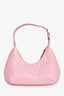 By Far Pink Croc Embossed Leather Mini Amber Bag