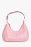 By Far Pink Croc Embossed Leather Mini Amber Bag