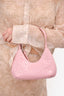 By Far Pink Croc Embossed Leather Mini Amber Bag