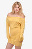 Reformation Yellow Cold Shoulder Long Sleeve Mini Dress Size S