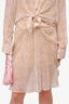 L'Academie Beige Sheer Floral Button Down + Skirt Set Size M