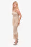 Tularosa Beige Cableknit Fringe Strapless Top + Maxi Skirt Set Size M