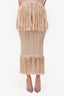 Tularosa Beige Cableknit Fringe Strapless Top + Maxi Skirt Set Size M