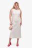 L'Academie White Linen Scallop Trim Maxi Dress Size M