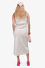 L'Academie White Linen Scallop Trim Maxi Dress Size M