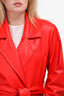 For Love & Lemons Red Faux Leather Belted Jacket Size M