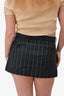 Versace Grey Wool Logo Striped Mini Skirt Size 42