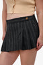 Versace Grey Wool Logo Striped Mini Skirt Size 42