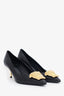 Versace Black Leather Medusa Pointed Heels Size 35