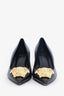 Versace Black Leather Medusa Pointed Heels Size 35