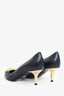 Versace Black Leather Medusa Pointed Heels Size 35