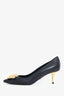 Versace Black Leather Medusa Pointed Heels Size 35