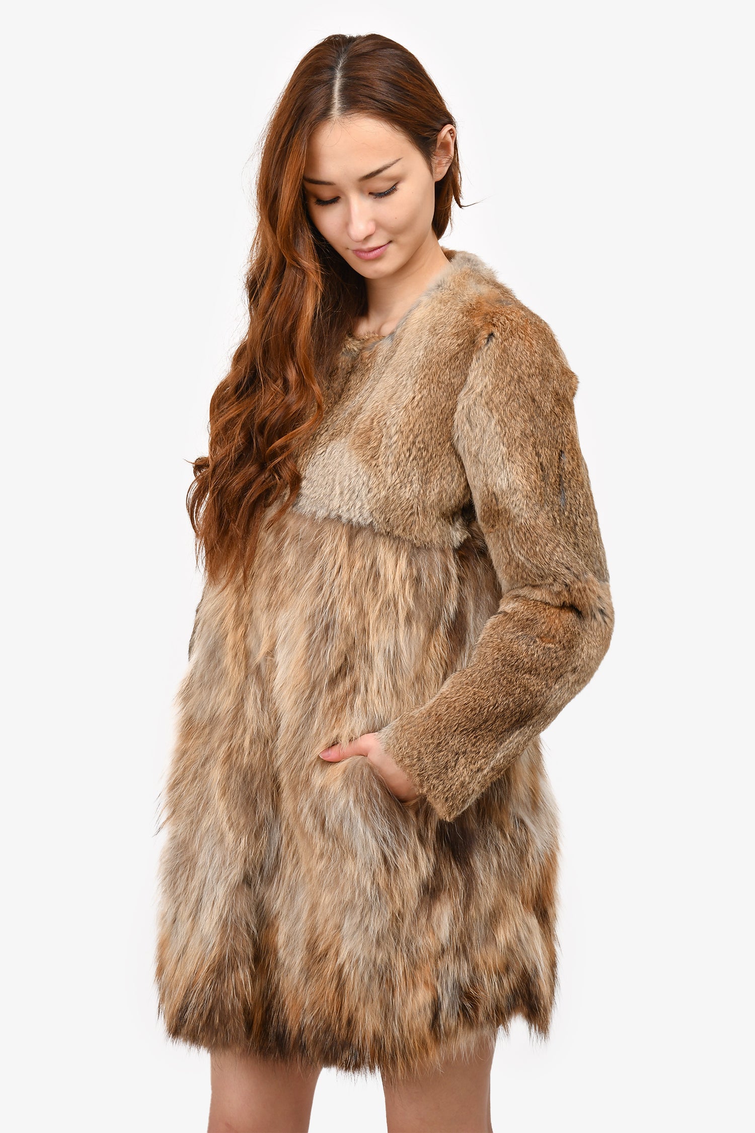 Maje rabbit fur coat deals