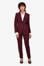 Judith & Charles Burgundy Single Breasted Blazer + Trousers Set Size 4