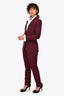 Judith & Charles Burgundy Single Breasted Blazer + Trousers Set Size 4