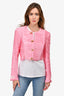 Alexander Wang Hot Pink Tassel Fringe Gold Buttoned Cropped Jacket Size 10