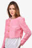 Alexander Wang Hot Pink Tassel Fringe Gold Buttoned Cropped Jacket Size 10