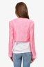 Alexander Wang Hot Pink Tassel Fringe Gold Buttoned Cropped Jacket Size 10