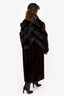 Marcel Le Clerc Vintage Brown Sheared Beaver/Black Fox Fur Long Coat Est. Size M/L